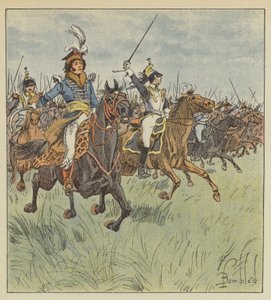Aldrig, i spetsen för ett kavalleri, såg vi någon så briljant, modigare, mer beslutsam. av after Louis Charles Bombled