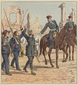 Kapten de Marolles och general Stessel av after Louis Charles Bombled