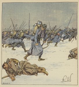 Chassören Martin, från 10:e bataljonen, lämnar sin bajonett i kroppen på en preussisk underofficer av after Louis Charles Bombled