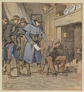 Kommendör Safflet ger bonden Blanchet en kupong på 875 franc i kroppens kassaregister av after Louis Charles Bombled