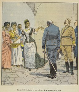 General Duchesne och hans officerare vid badceremonin av after Louis Charles Bombled