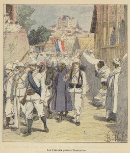 Fransmännen lämnar Antananarivo av after Louis Charles Bombled