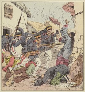 Japanerna massakrerar kineserna i Port Arthur av after Louis Charles Bombled