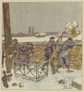 Paris franc-tireurs försvarar kyrkogården i Montsort av after Louis Charles Bombled