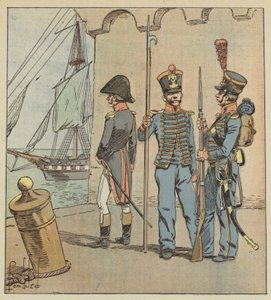 Samma män var därför både sjömän och soldater. av after Louis Charles Bombled