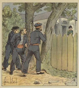 Northumberlands soldater gömmer sig bakom träd för att se Bonaparte av after Louis Charles Bombled