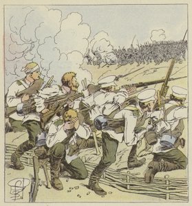 Sibiriska skärmytslingar i Vafangou av after Louis Charles Bombled