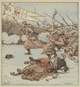 De påvliga zouaverna attackerar Loigny av after Louis Charles Bombled