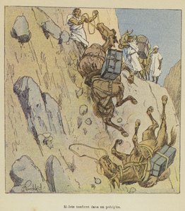 Mulor som faller över ett stup av after Louis Charles Bombled