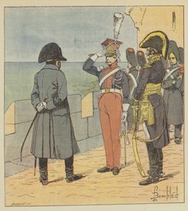 Napoleon tar emot Piotrowski på ön Elba av after Louis Charles Bombled