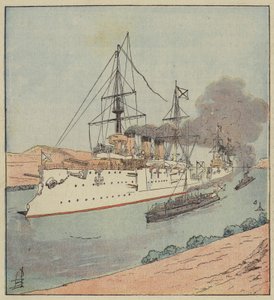 Ryska krigsfartyg i Suezkanalen av after Louis Charles Bombled