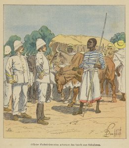 Administrationsofficer köper oxar från Sakalaves av after Louis Charles Bombled