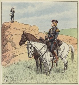 Kosackofficer på spaning inför Ping-Yang av after Louis Charles Bombled