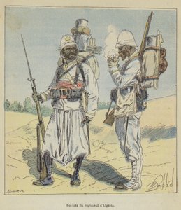 Soldater från det algeriska regementet av after Louis Charles Bombled