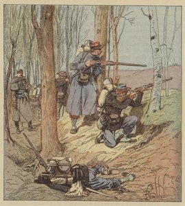 Skirmishers i strid vid Artenay av after Louis Charles Bombled