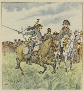 En drake varnar kejsaren för förräderi av en av hans generaler av after Louis Charles Bombled