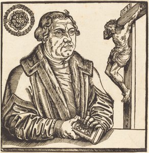 Martin Luther, Halvlängd till vänster med en bok i händerna av after Lucas Cranach the Younger