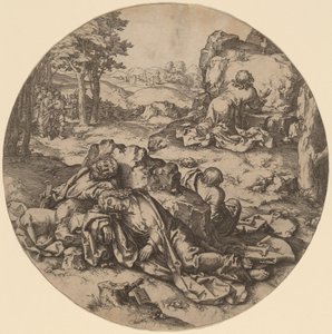 Kristus vid Oljeberget av after Lucas van Leyden