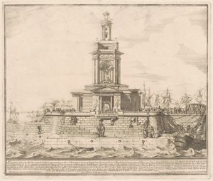 Prima Macchina för Kina 1750: The New Pier of Neapel av after Michelangelo Specchi Jérôme Charles Bellicard