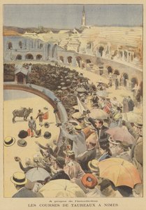 Tjurfäktning i den romerska amfiteatern i Nimes