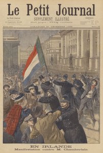 Demonstration i Irland mot Joseph Chamberlain av after Oswaldo Tofani