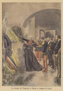Krans från tsar Nicholas II av Ryssland placerad på graven av president Carnot av Frankrike