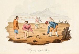 Playing at the Ring, från Italian Scenery, som representerar seder, seder och nöjen i de olika staterna i Italien, pub. 1806 (handfärgad gravyr)