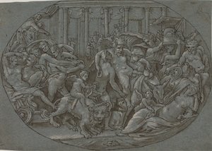Bacchus triumf av after Perino del Vaga