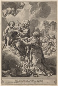 Jungfru och barn med martyrer av after Pietro da Cortona
