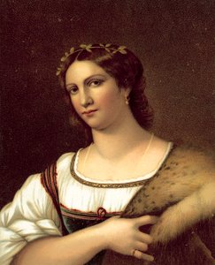 La Fornarina (chromolitho) av after Raphael