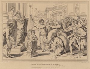 Den helige Paulus och den helige Barnabas i Lystra, Apg av after Raphael