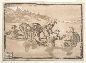 Det mirakulösa draget av fiskar av after Raphael