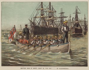 Brittisk man of wars-båt i hamnen i Alexandria