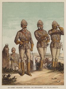 Sir Garnet Wolseley tittar på förlovningen vid Tel-El-Mahuta
