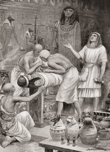 Balsamerar en kropp i det antika Egypten, från Hutchinsons History of the Nations, pub.1915