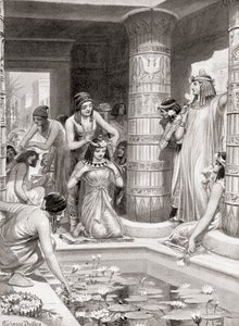 Gäster som anlände till middag i det antika Egypten fick vatten för att tvätta sina fötter och händer, smorda med doftande olja och krönta med girlander av blommor, från Hutchinsons History of the Nations, pub