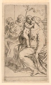 Den heliga familjen med Saint John av after Simone Cantarini