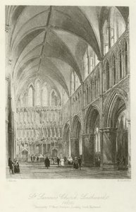 St Saviours Church, Southwark, 1850, forntida St Mary Overyes, med utsikt mot sydost