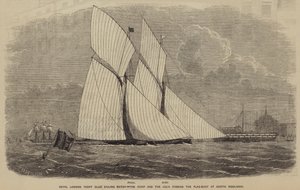 Royal London Yacht Club Sailing Match, Romp och Julia passerar flaggbojen vid North Woolwich