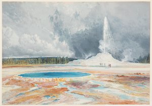 Castle Geyser, Upper Geyser Basin, Yellowstone National Park av after Thomas Moran