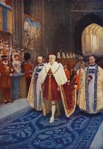 Kung Edward VII går in i Westminster Abbey på sin kröning