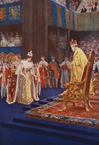 Drottning Alexandra bugar sig för kung Edward VII på väg till sin tron