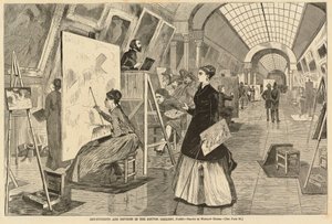 Konststudenter och kopierare i Louvren, Paris