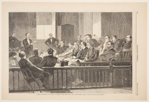 Jurymedlemmar lyssnar på ombud, Högsta domstolen, New City Hall, New York av Winslow Homer
