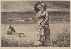 På stranden - två är företag, tre är inga av Winslow Homer