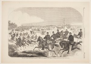 Unionens kavalleri och artilleri börjar i jakten på rebellerna uppför Yorktown Turnpike av Winslow Homer