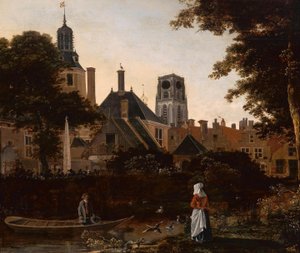 Holländska: Stadsgezicht te Rotterdam met de Sint Laurenstoren Vy över Rotterdam, med tornet på St. Laurenskerk av anonymous 