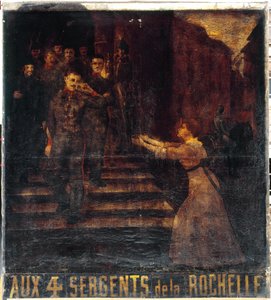 Franska: Aux quatre sergents de La Rochelle (II). Värdshusets skylt. 3, boulevard Beaumarchais, 11:e arrondissementet, Paris av anonymous 