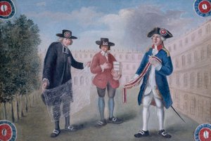 Franska: Aux trois ordres. Skylt för en kokardhandlare i Palais-Royal. Palais-Royal, 1:a arrondissementet, Paris av anonymous 