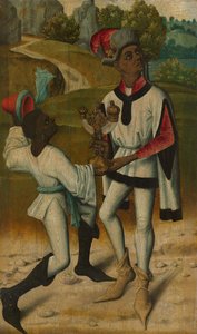 Kung Balthasar, en av de tre vise männen, och en tjänare, fragment från An Adoration of the Magi av anonymous 